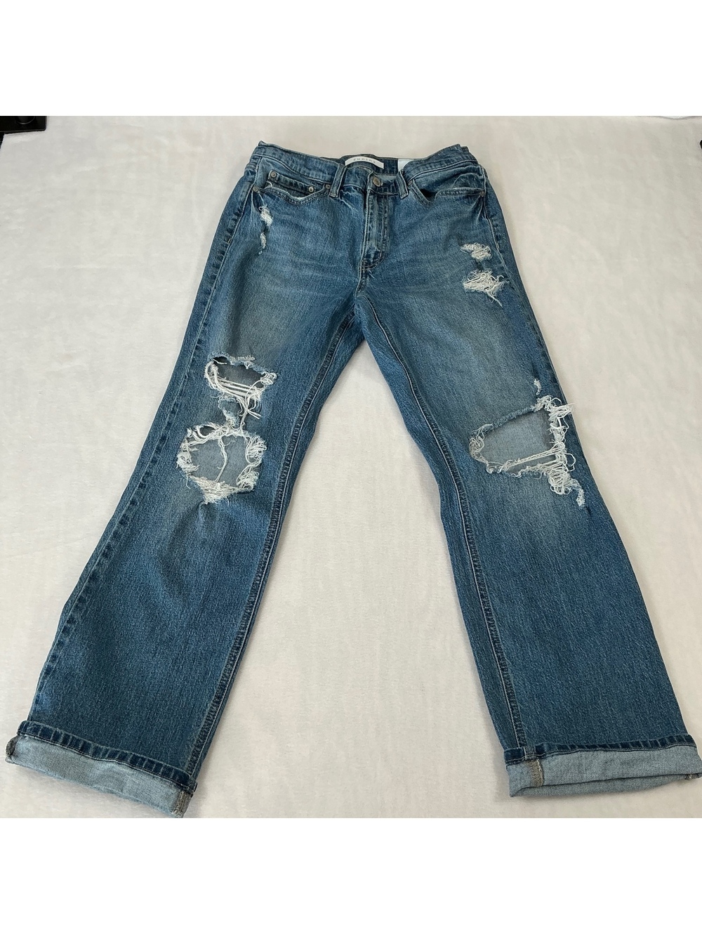 Eunina Distressed Wide Leg Jeans Womens 9/29 Medium Wash High Rise Denim